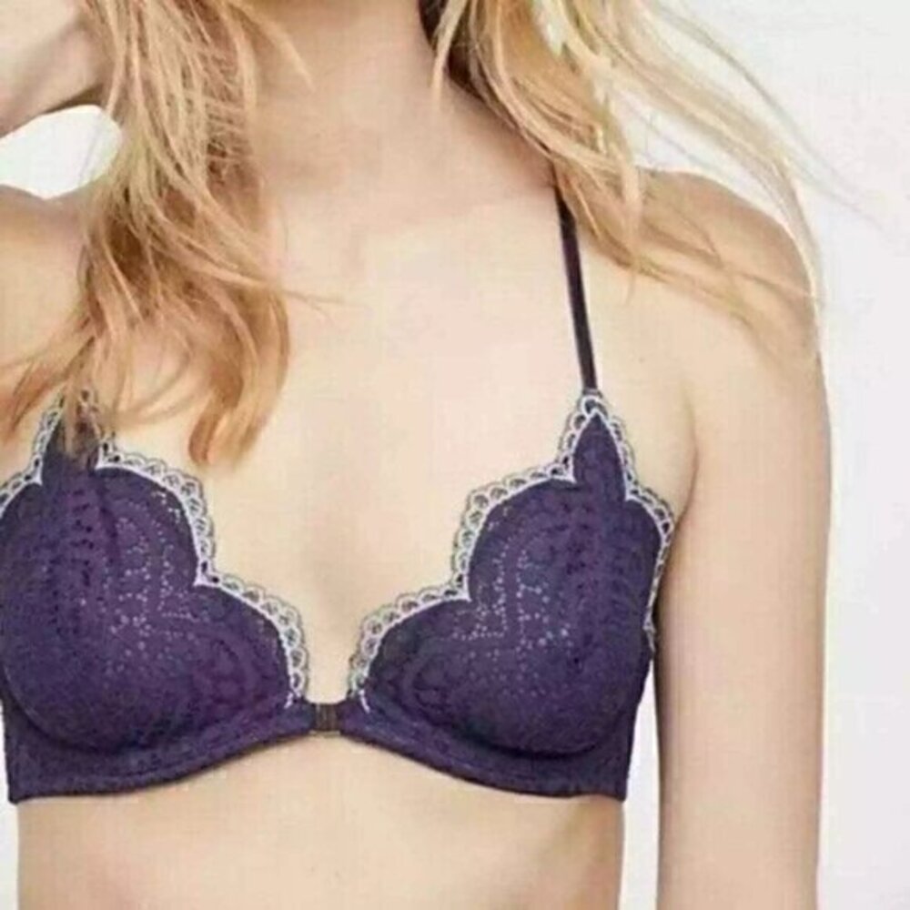 Free People Slow Dance Underwire Bra in Deep Navy Size 32D NWT